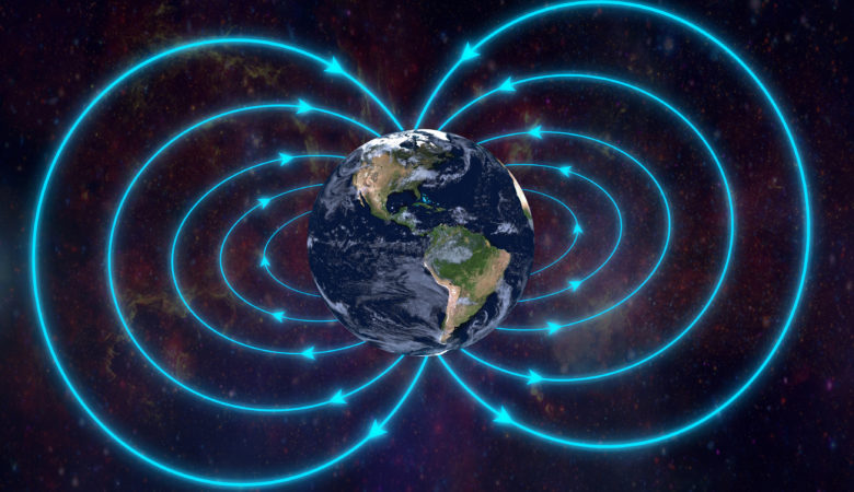 Magnetic field of Earth. Real textures for Earth get from http://www.nasa.gov/